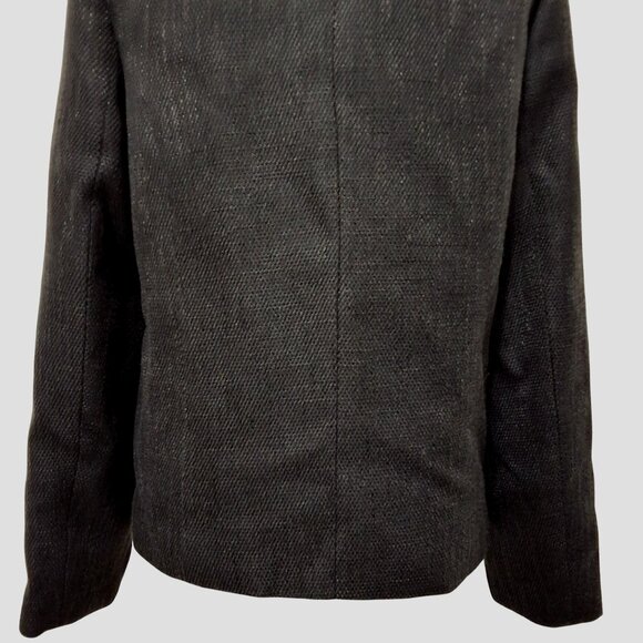 Mina Self Womens Open Front Black Tweed Jacket Notch Collar Structured Fit L - Picture 4 of 9